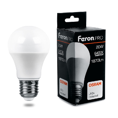 Лампа светодиодная LED 20вт Е27 дневной Feron.PRO