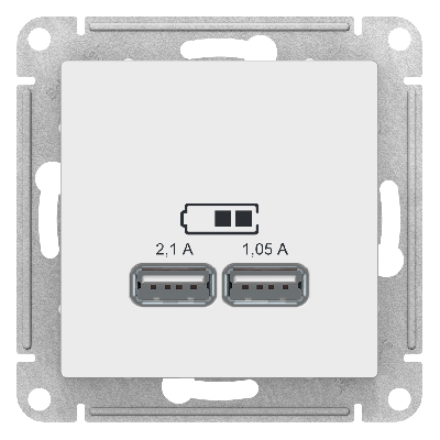 ATLASDESIGN USB РОЗЕТКА A+A, 5В/2,1 А, 2х5В/1,05 А, механизм, ЛОТОС
