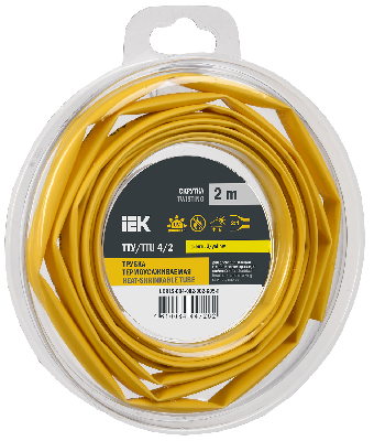 Трубка термоусадочная ТТУ нг-LS 4/2 желтая (2м/упак) IEK
