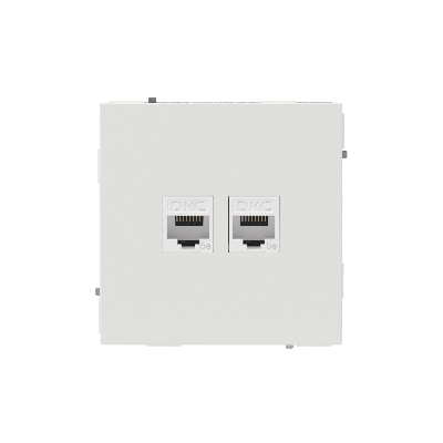 Компьютерная розетка RJ-45 без шторки, кат.5е двойная, KANT, белый песок