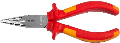 Тонкогубцы ''ELECTRO-KRAFT'', Cr-Mo сталь, двухкомпонентная маслобензостойкая рукоятка, хромированное покрытие, 160мм