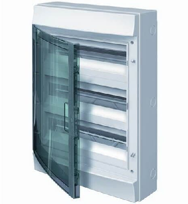 Щит распределительный навесной 54 модуля ЩРн-п-54 пластиковый Mistral65 серая прозрачная дверь с клеммами IP65 (65P18X32A)