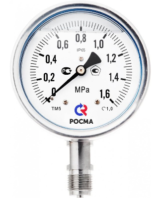 Манометр коррозионностойкий виброустойчивый радиальный ТМ-321Р.00 0…25 МРа М12х1.5 150С кл.1.5 заполненный Глицерин