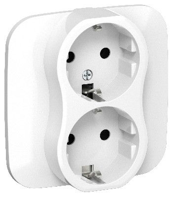 FLITE Розетка 2-местная с заземлением без защитных шторок безвинтовое крепление 16А в сборе РС12-1-А-ФлБ белый IEK