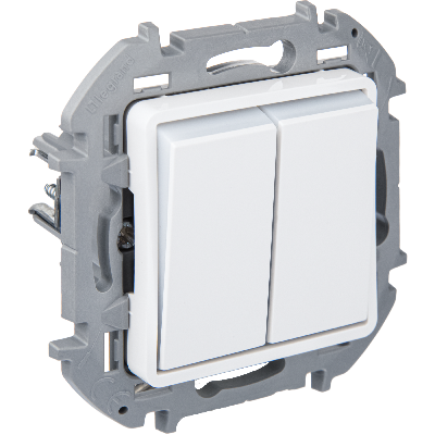 INSPIRIA Переключ. 2клавиш. с подсветкой БЕЛЫЙ