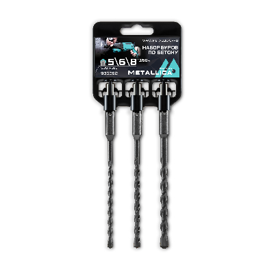 Набор буров по бетону SDS-plus 5, 6, 8 х 160/100 мм, 3 шт на клипсе