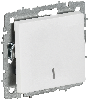 BRITE Выключатель 1-клавишный проходной с индикацией 10А ВС10-1-7-БрАБ арктический белый IEK