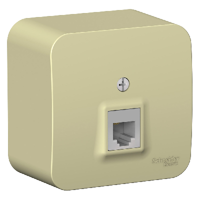 Розетка открытой установки BLANCA телефонная RJ11, с изолирующей пластиной, белый, бежевый