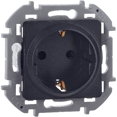 Розетка 2К+З со шторками немецкий стандарт 16 А 250 В~ INSPIRIA антрацит