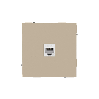 Компьютерная розетка RJ-45 без шторки, кат.6А одинарная,KANT, ванильный марципан