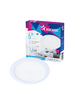 Светильник светодиодный ДВО-6 Вт 6400K 480 Лм белый