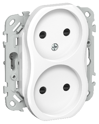 FLITE Розетка 2-местная без заземления с защитными шторками безвинтовое крепление 10А РСш02-1-ФлБ белый IEK