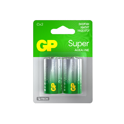 Батарейка алкалиновая GP Super Alkaline G-Tech 14А типоразмера C - 2 шт. на блистере