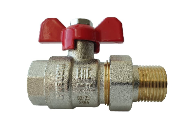 Кран шаровой BVR-FR ГОСТ Р 59553 с накидной гайкой и ниппелем DN15  PN40 Т от -20С ...+120С материал корпуса латунь,'рукоятка-бабочка'
