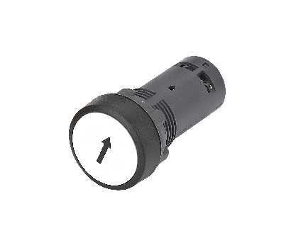 Кнопка моноблочная 22мм белая с возвратом, с маркировкой Стрелка вверх пластик, 1НО, IP65 SB7