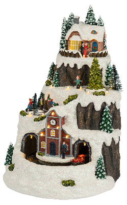 Новогодняя декоративная композиция Рождество, музыка, теплый белый свет, 3*АА, 25*23*34 см EFIS-S07