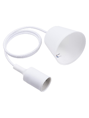 Патрон пластиковый Е27 с подвесом 1 м белый