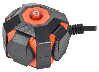 Удлинитель на магните У04В 4 места с защитными крышками IP44 с заземлением 2P+PE 5 метров КГ 3х1,5мм2 16А/250В IEK