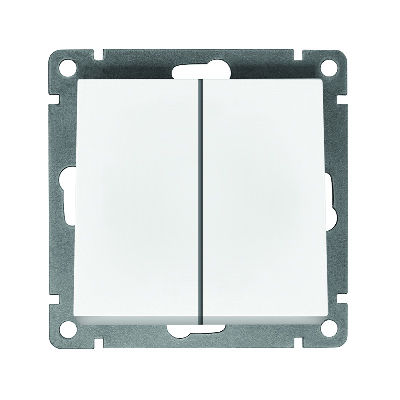 Выключатель двухклавишный UNIVersal серия Афина , с/у, 10А, 220В, механизм, белый (еврослот)