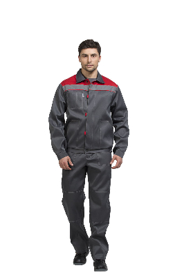 Костюм Тимбер РФ (ткань смесовая, 214), куртка, брюки, серый-красный, 96-100,170-176