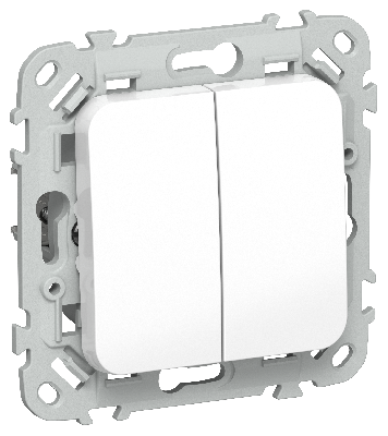 FLITE Выключатель 2-клавишный 10А ВС12-1-0-ФлБ белый IEK