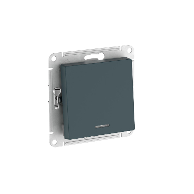 ATLASDESIGN 1-клавишный ПЕРЕКЛЮЧАТЕЛЬ с подсветкой, сх.6а, 10АХ, быстрозажимные клеммы, ИЗУМРУД