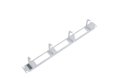 Органайзер кабельный горизонтальный с окнами 19' 1U 4 кольца серый