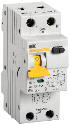 Выключатель автоматический дифференциальный 1п+N 63А 100мА АВДТ-32 C(Электронный)