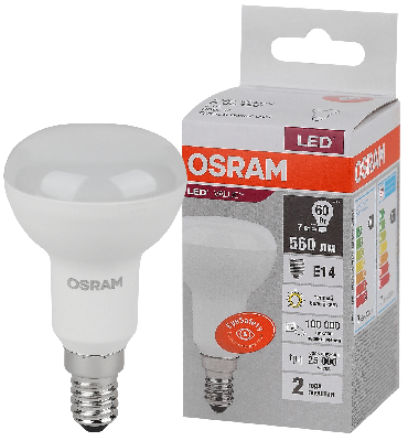 Лампа светодиодная LED 7 Вт E14 3000К 560Лм гриб 220 В (замена 60Вт) OSRAM
