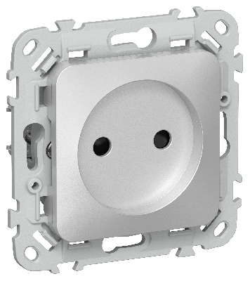 FLITE Розетка без заземления с защитными шторками безвинтовое крепление 10А РСш01-1-ФлА алюминий IEK