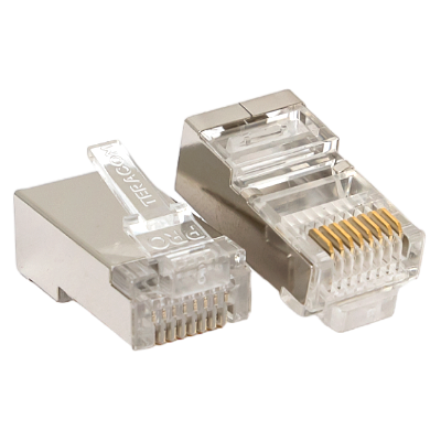 Коннектор RJ-45 TERACOM PRO экранированный 8P8C 30мкд Cat.5E универсальный (упак.20шт)