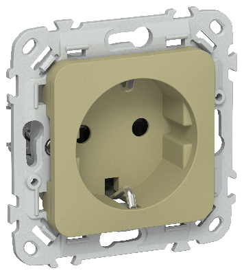 FLITE Розетка с заземлением с защитными шторками безвинтовое крепление 16А РСш11-1-ФлО оливковый IEK