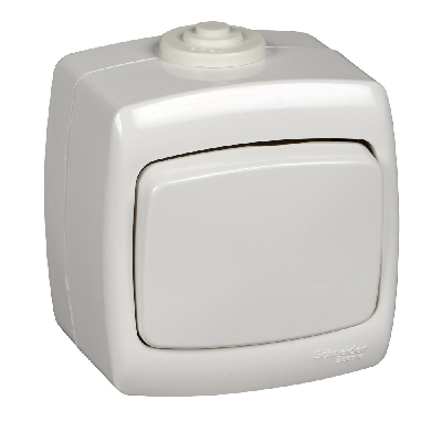 РОНДО Переключатель одноклавишный наружный IP44 белый