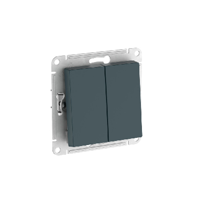 ATLASDESIGN 2-клавишный ВЫКЛЮЧАТЕЛЬ, сх.5, 10АХ, быстрозажимные клеммы, ИЗУМРУД