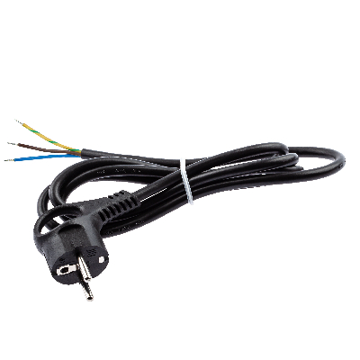 Шнур сетевой с вилкой U-3x1,5-2m-B с заземлением 2м ПВС 3x1,5мм2 черный