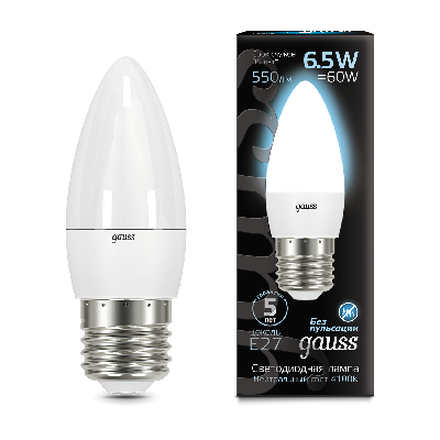 Лампа светодиодная LED 6.5 Вт 550 Лм 4100К белая Е27 Свеча Black Gauss