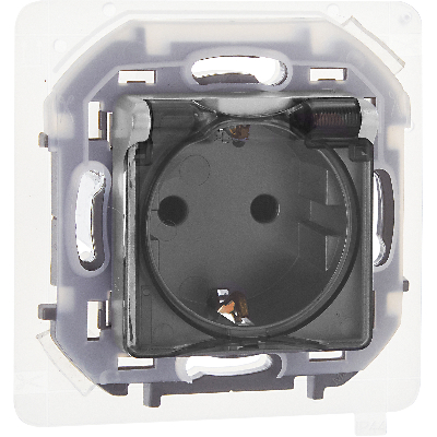 Розетка 2К+З IP 44 с откидной крышкой и шторками немецкий стандарт 16 А 250 В~ INSPIRIA алюминий