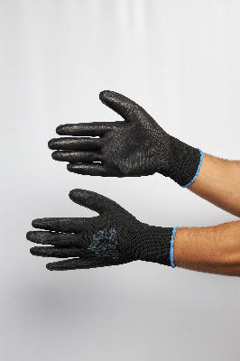 Перчатки полиэстеровые с полиуретановым покрытием VE702PN, цв. черный, р. 9