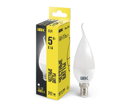 Лампа светодиодная LED 5вт E14 белый матовая свеча на ветру ECO
