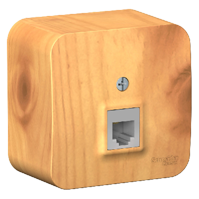 Розетка BLANCA наружная телефонная RJ11, с изолирующей пластиной, ясень