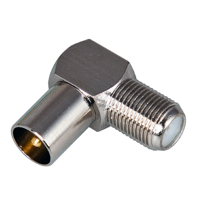 Переход гнездо F - штекер TV угловой,