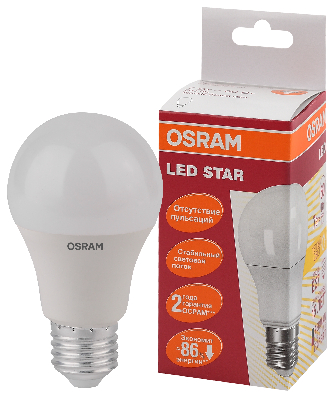 Лампа светодиодная LED 7Вт Е27 STAR ClassicA (замена 60Вт),теплый белый свет, матовая колба Osram