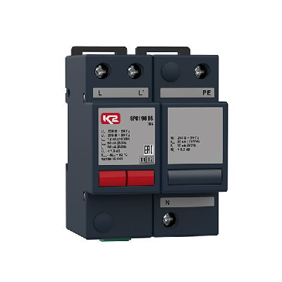 УЗИП SPC1 90 DS, 2-х полюсный, класс I+II, Iimp -12 кА (10/350), Imax (8/20) - 90 кА