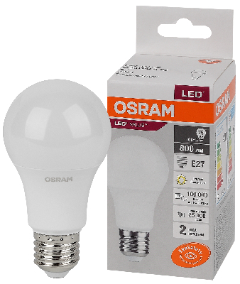Лампа светодиодная LED 10 Вт E27 3000К 800Лм груша 220 В (замена 75Вт) OSRAM