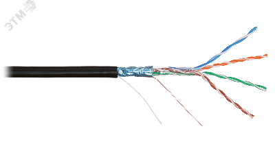 Витая пара F/UTP 4 пары кат.5e одножильный медный 0.50мм внешний PE до -60С черный