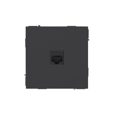 Компьютерная розетка RJ-45 без шторки, кат.6А одинарная,KANT, черный уголь