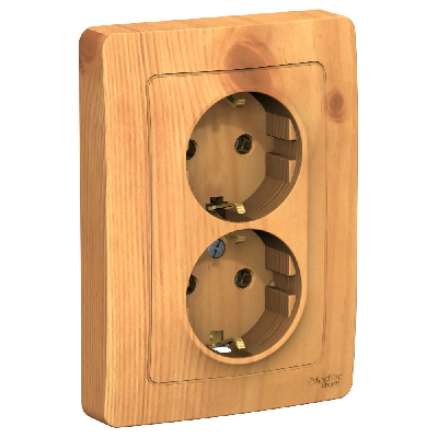 BLANCA скрытой установки розетка двойная с заземлением без шторок, 16А, 250В, ясень