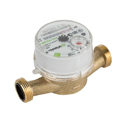Счетчик воды СВКМ-15 У без комплекта присоединенияс обратным клапаном, корпус латунь
