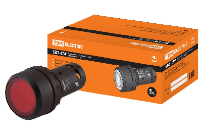 Кнопка SB7-CW3462-24V(LED) d22мм, 1р красная