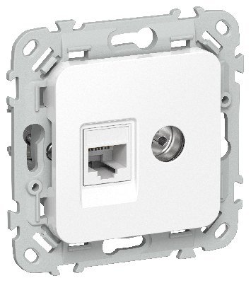 FLITE Розетка 2-местная RJ45/TV категория 5Е UTP РКТВ5е-2-0-ФлБ белый IEK